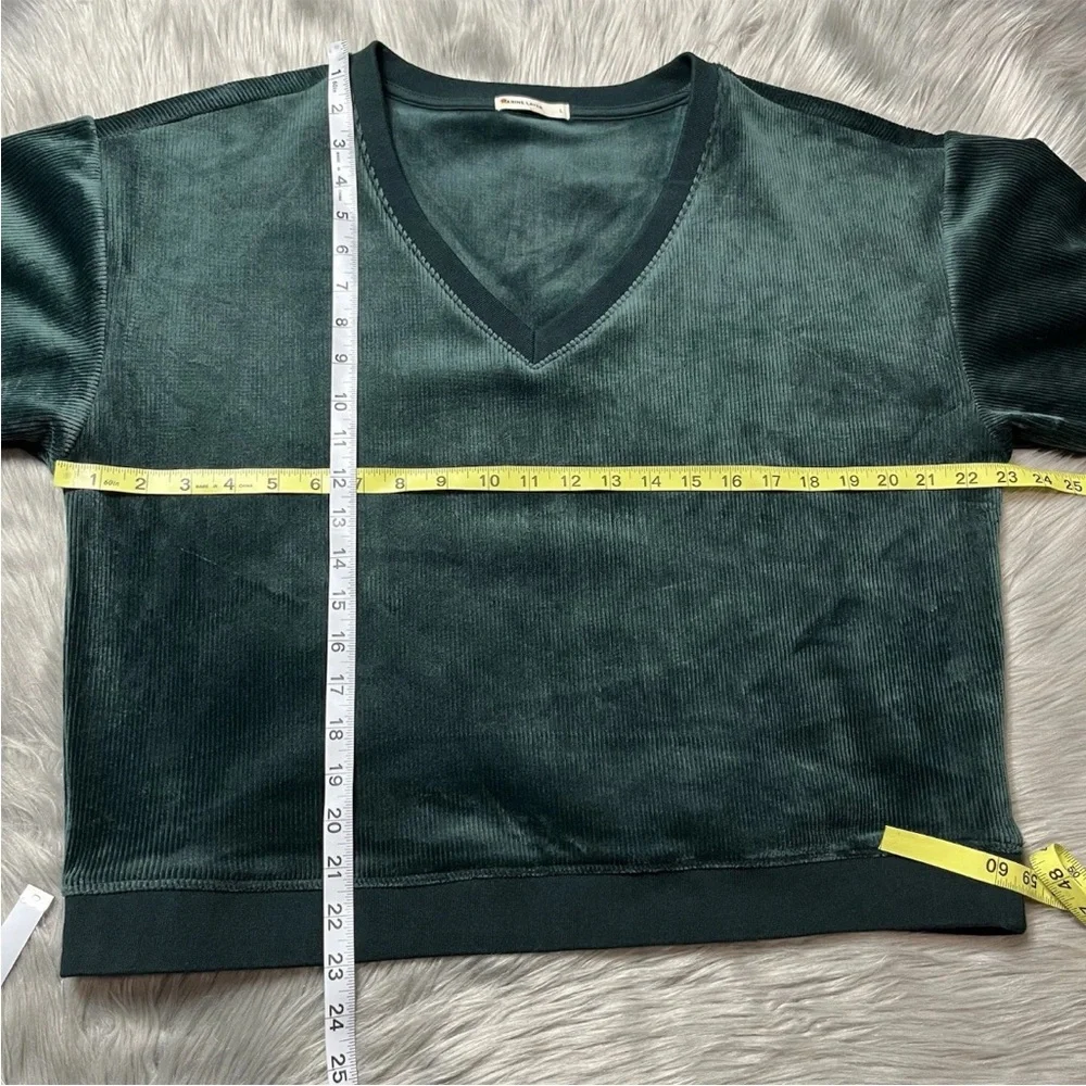 Marine Layer Cord Velour V Neck Sweatshirt Green Gables Size Large